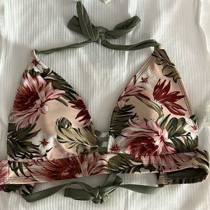 Peach/Green Halter Bikini Top